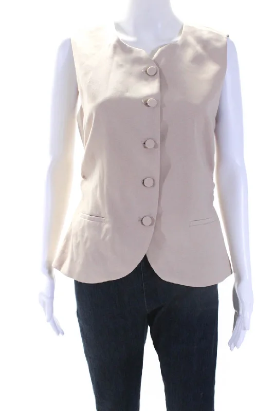 Camping Jackets10 Crosby Derek Lam Womens Y Neck Button Up Waistcoat Vest Champagne