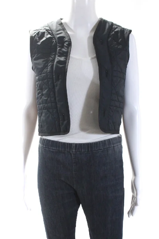 Track JacketsChristian Dior Womens Open Front Cannage Quilted Vest Jacket Insert Navy