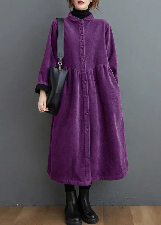 Urban JacketsFrench purple  corduroy coats Inspiration thick Cinched women coats ( Limited Stock)