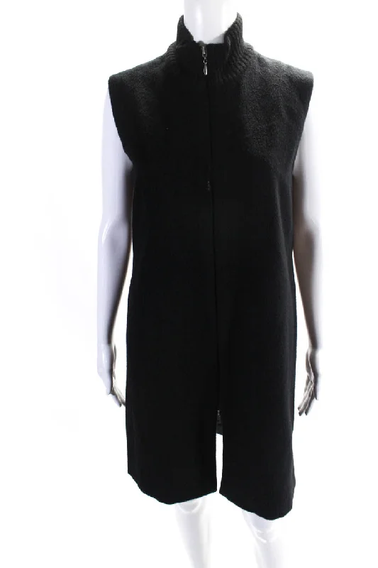 Running JacketsItala Testino Womens Alpaca Turtleneck Sleeveless Coat Black