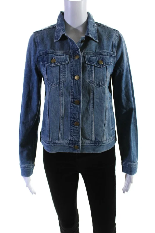 Reflective JacketsJ Crew Womens Cotton Darted Light Wash Buttoned Collar Denim Jacket Blue