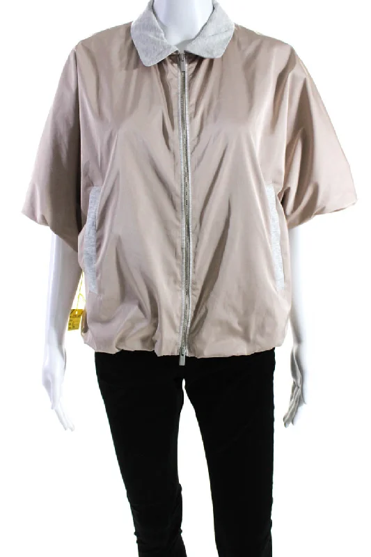 Bomber JacketsPeserico Womens Full Zipper Short Sleeves Jacket Beige Grey