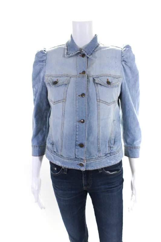 Flannel JacketsRetrofete Women's Long Sleeves Light Wash Button Up Jean Jacket