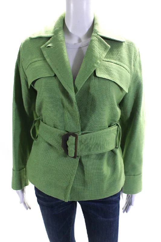 Velvet JacketsVince Womens Linen Blend Belted Jacket Apple Green