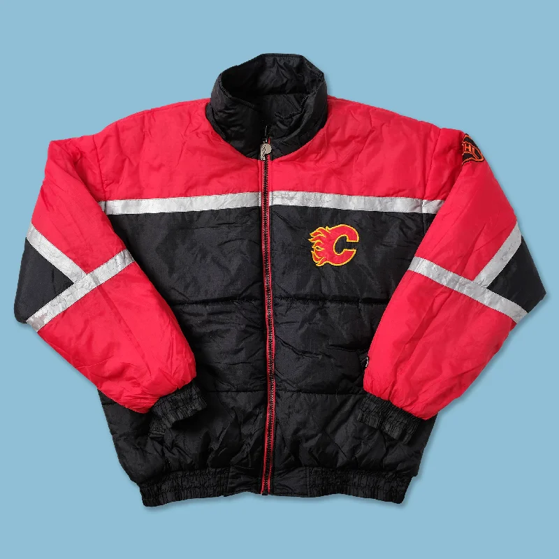 Painted JacketsVintage Calgary Flames Puffer Jacket Large