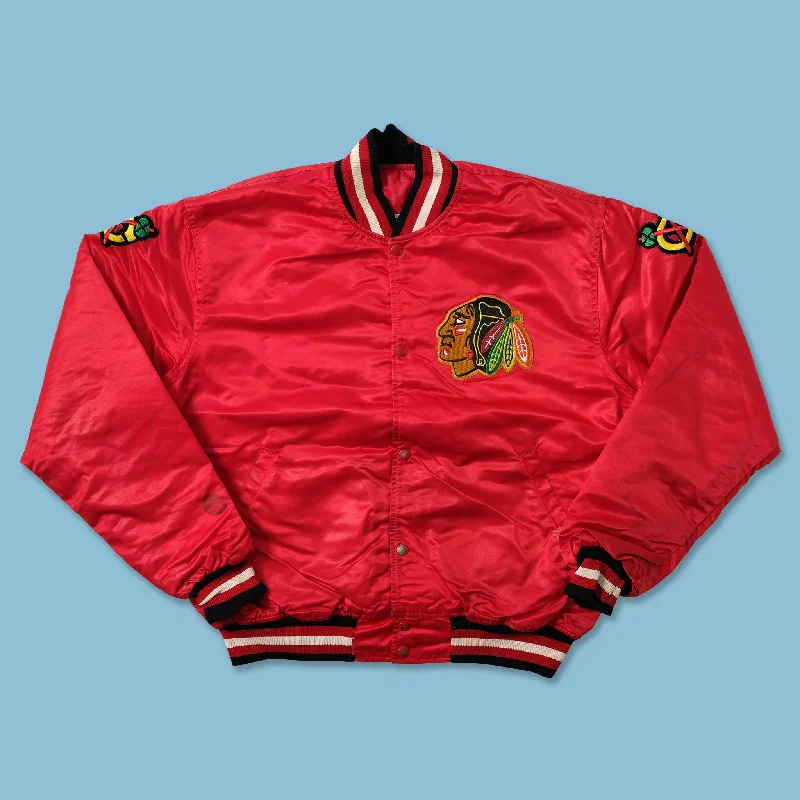 Luxury JacketsVintage Starter Chicago Blackhawks Satin Bomber Jacket XLarge