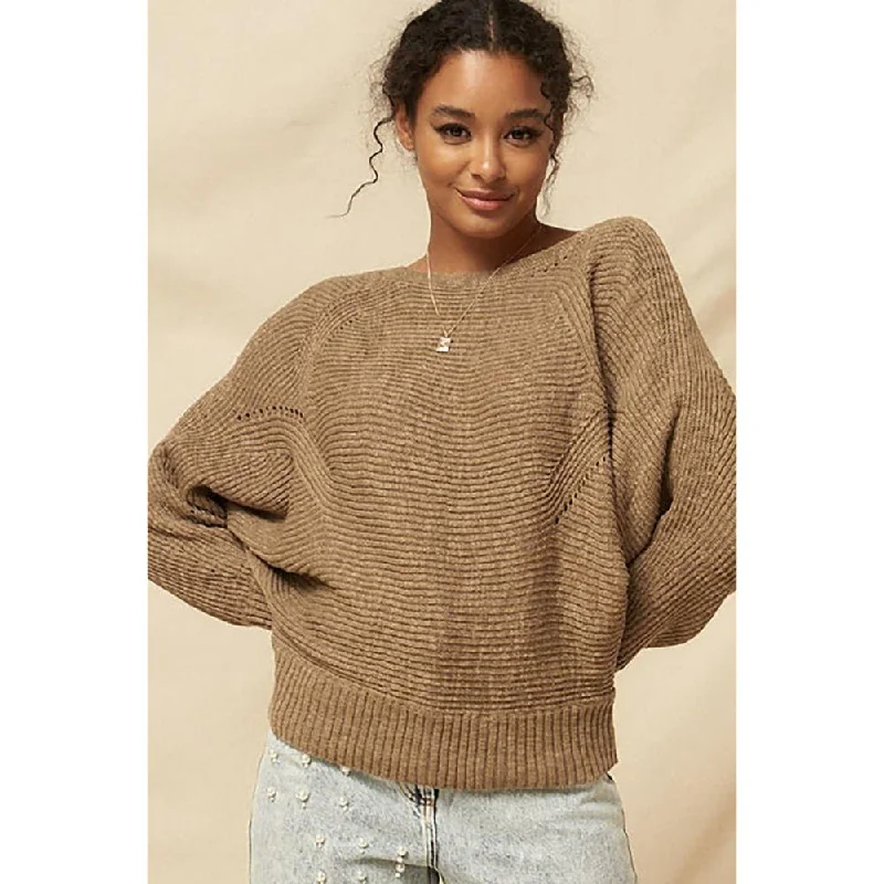 A Ribbed Knit SweaterRecycled Fabric Knit Tops