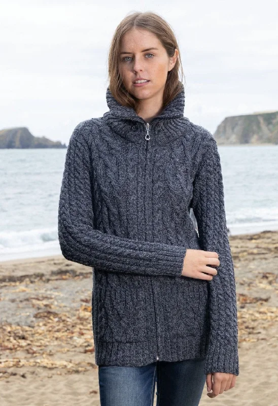 Aran Claddagh Zip Cardigan | SlateLimited Edition Knit Tops