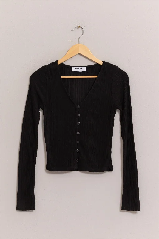 Cynthia Brushed Ribbed Button Front TopHiking Knit Tops