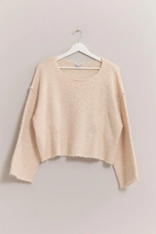 Melange Knit Boat Neck SweaterFormal Knit Tops