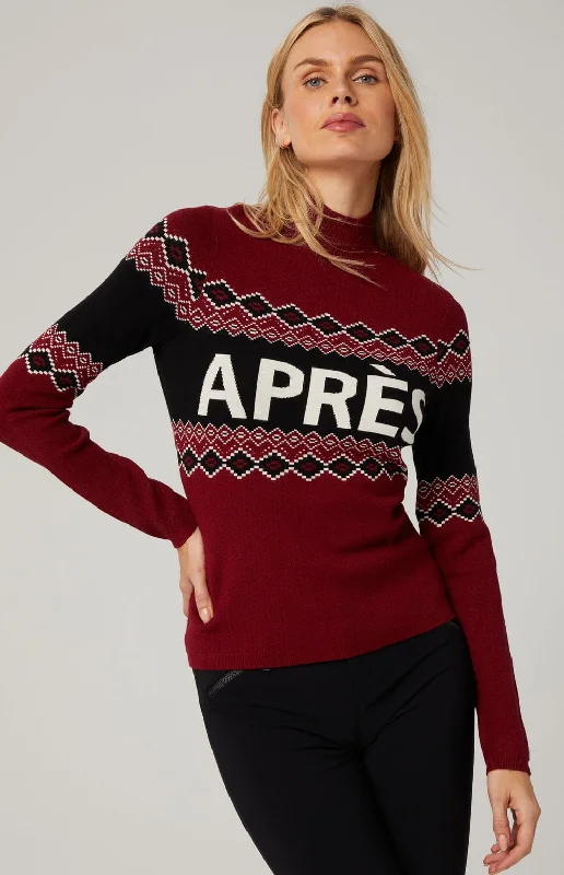 Aurora Mock Neck Ski Sweater | Deep RedBranded Knit Tops