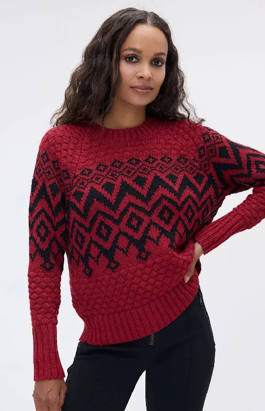 Selena II Crew Neck Ski Sweater | Deep RedRibbed Knit Tops