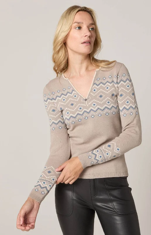 Yvette II Henley Sweater | Heather StoneWool Knit Tops