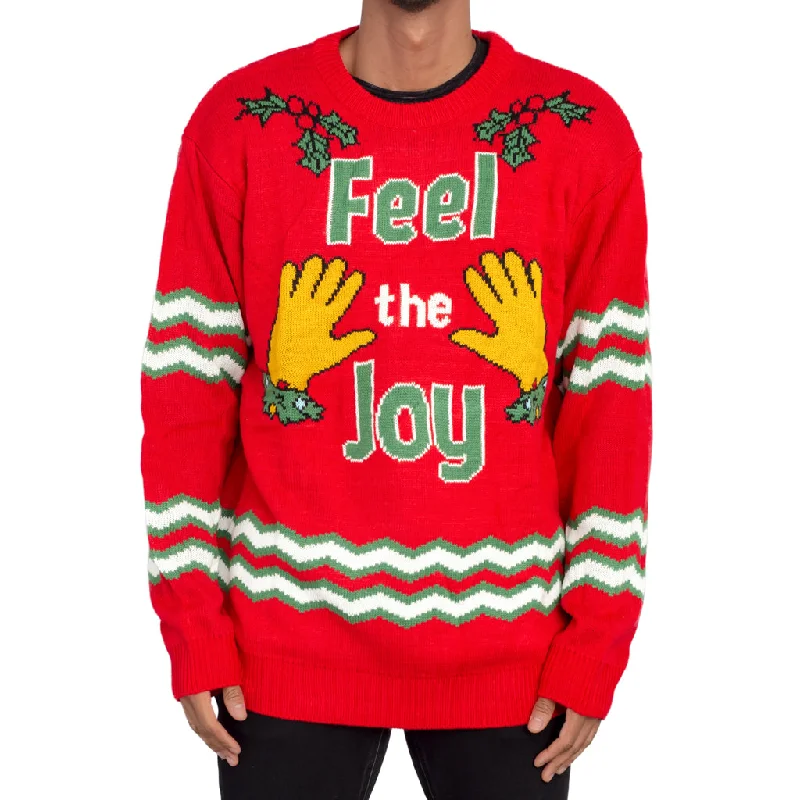 Feel The Joy Groping Hands Tacky Ugly Christmas SweaterBoat Neck Knit Tops