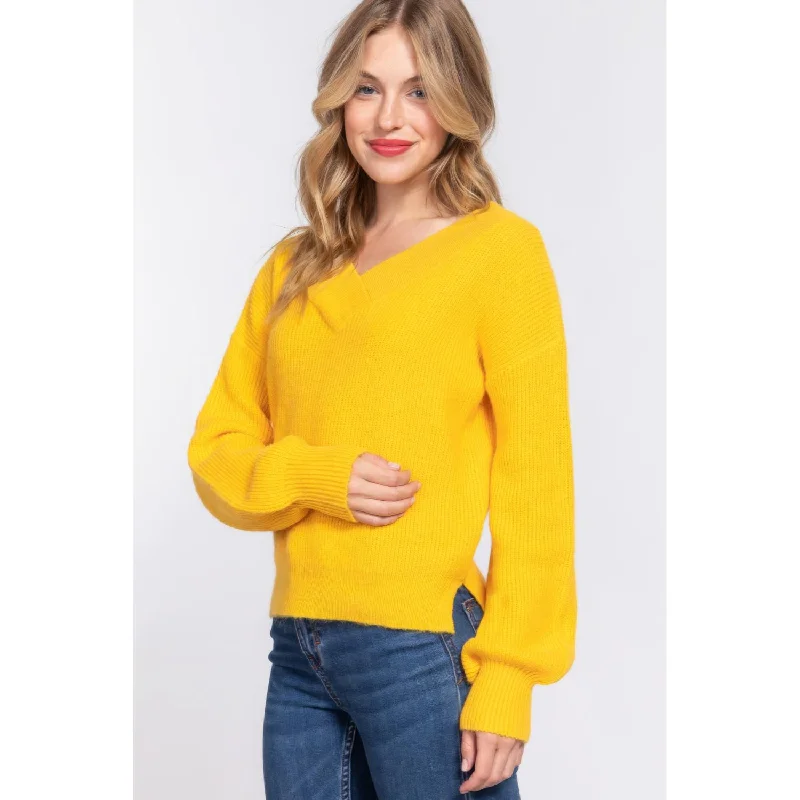 Long Slv Double V-neck SweaterOutdoor Knit Tops