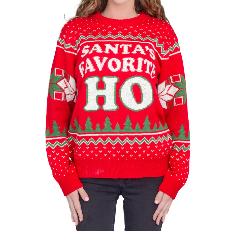 Santa's Favorite HO Ugly Christmas SweaterAlpaca Knit Tops