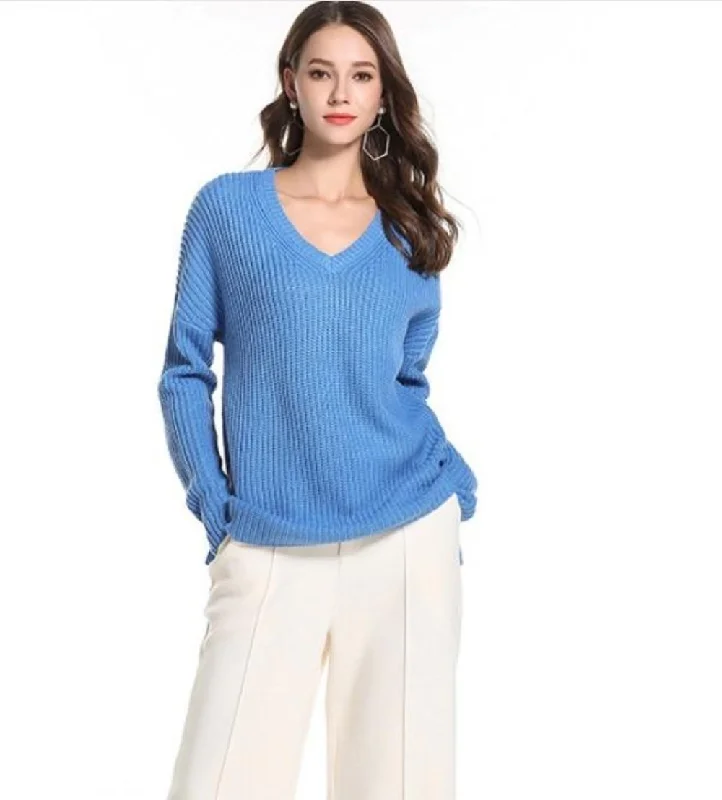 Womens Casual V Neck SweaterAthletic Knit Tops