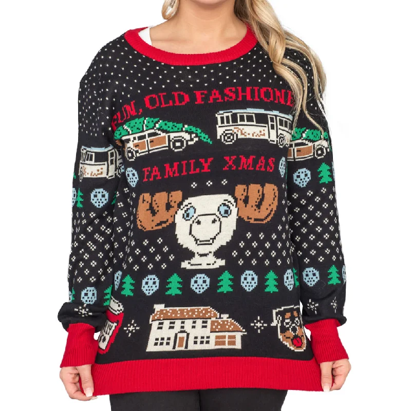 Women's Christmas Vacation Fun Old-Fashioned Family Ugly Christmas SweaterStatement Knit Tops