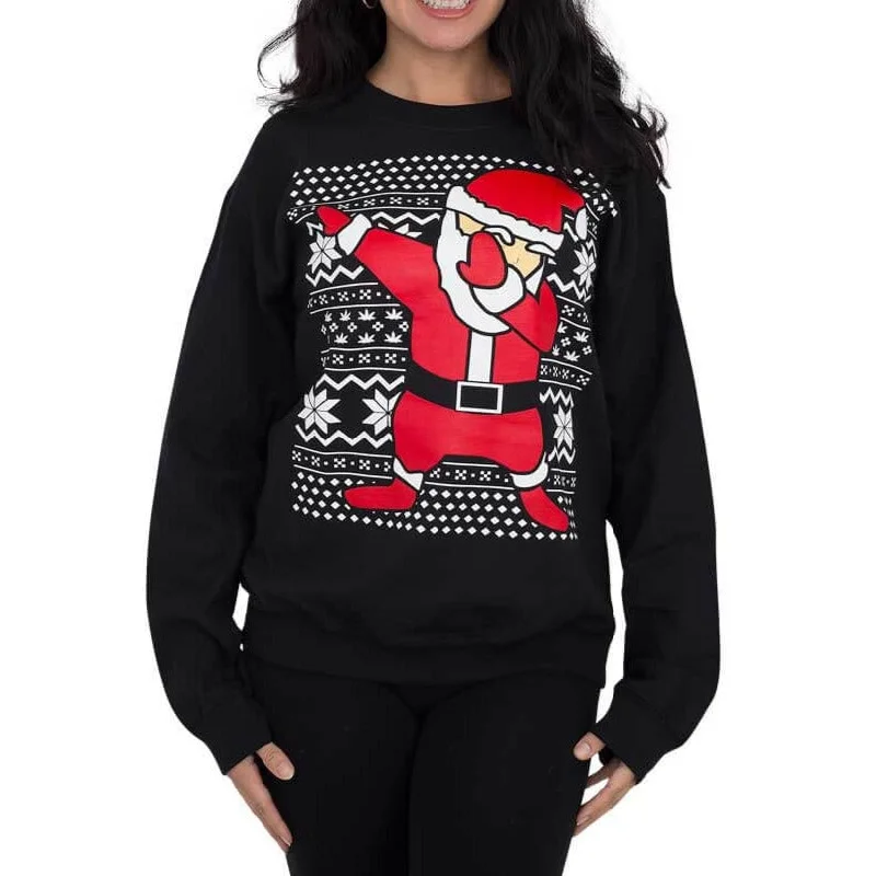 Women's Dabbin' Santa Ugly Christmas SweatshirtTasseled Knit Tops