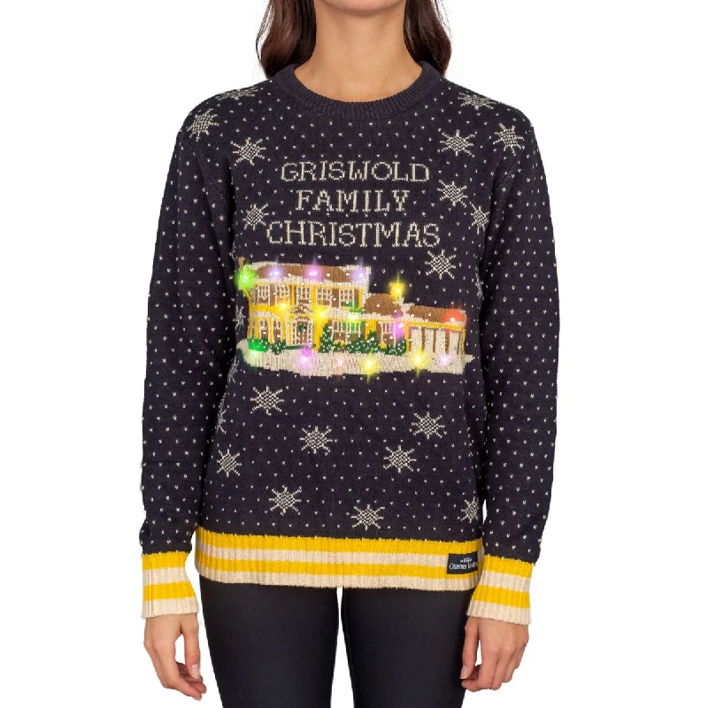 Women's Griswold Family Christmas Ugly Christmas Sweater - LED LightsCotton Knit Tops