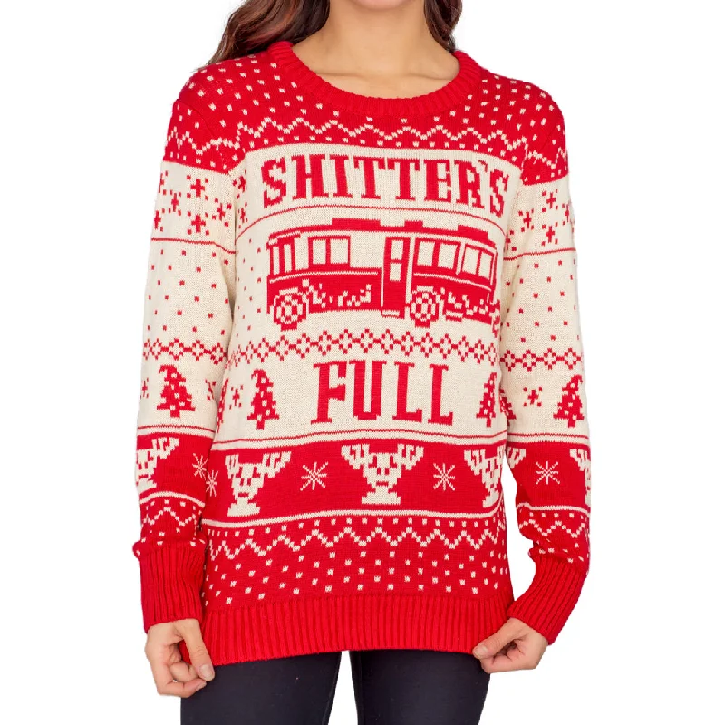 Women's National Lampoon Vacation Shitter's Full Ugly Christmas SweaterRetro Knit Tops