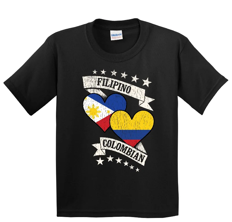 Performance T-ShirtsFilipino Colombian Heart Flags Philippines Colombia Youth T-Shirt