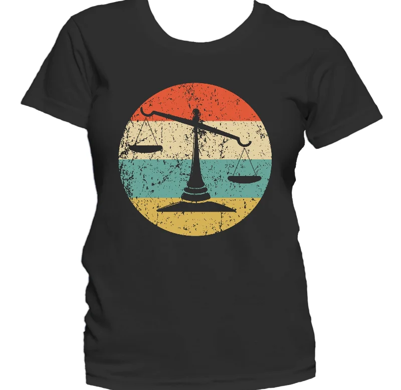 Camping T-ShirtsLaw Scales of Justice Silhouette Retro Lawyer Judge Women's T-Shirt