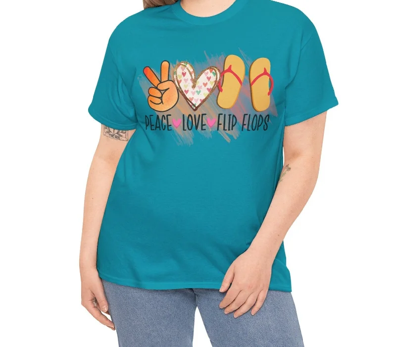 Yoga T-ShirtsPeace, Love, Flipflops | Tee