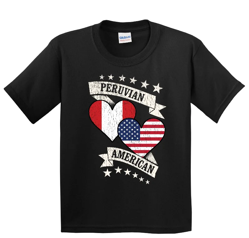 Cropped T-ShirtsPeruvian American Heart Flags Peru America Youth T-Shirt