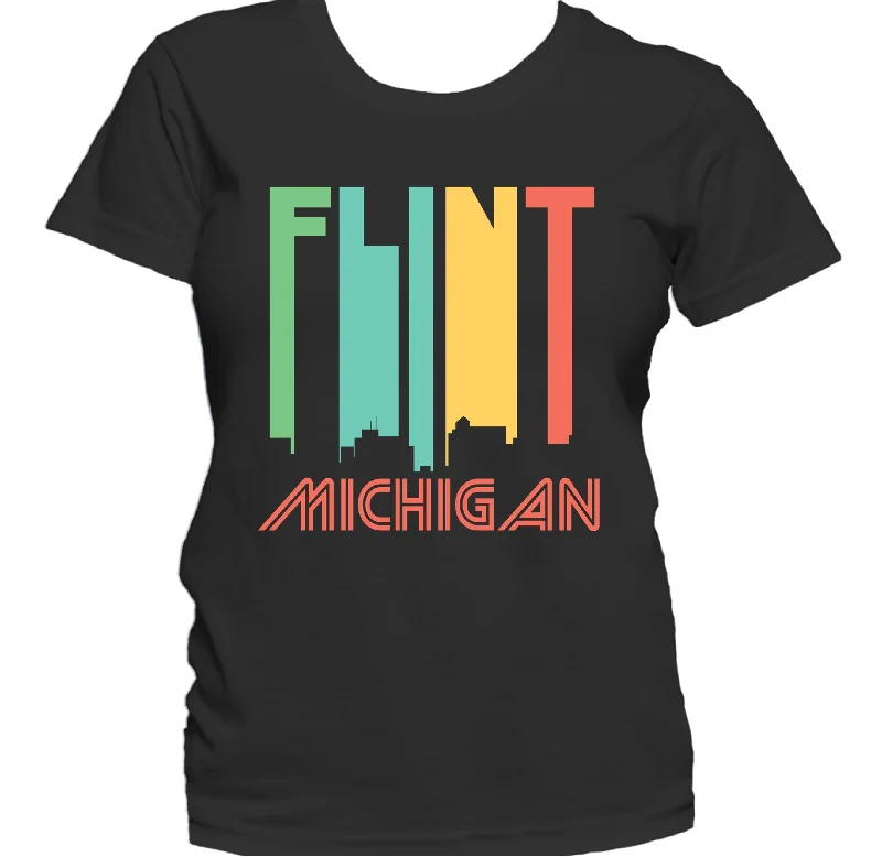 Work T-ShirtsRetro 1970's Style Flint Michigan Skyline Women's T-Shirt