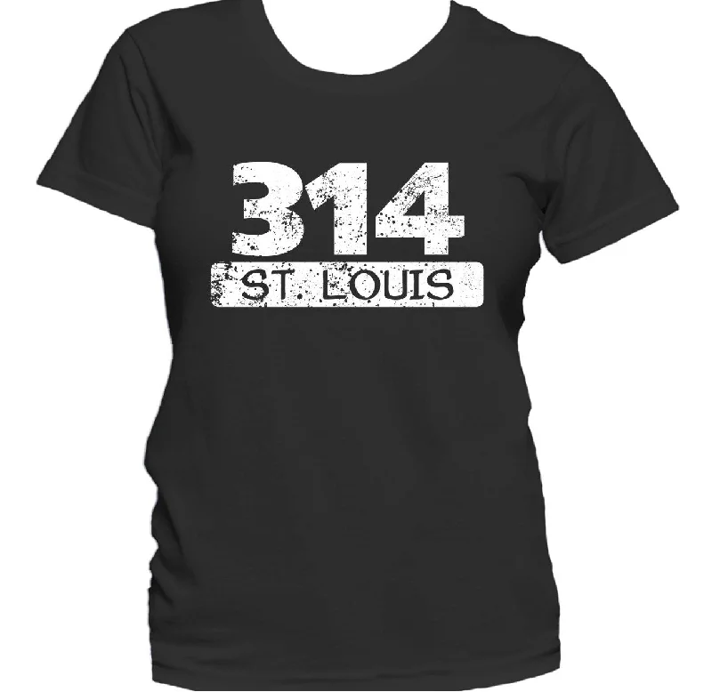 Button-Up T-ShirtsRetro Style 314 St. Louis Missouri Area Code Distressed Women's T-Shirt