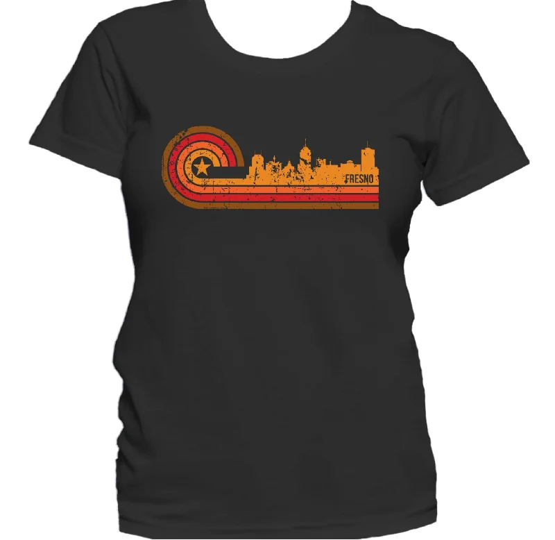 Bamboo T-ShirtsRetro Style Fresno California Skyline Distressed Women's T-Shirt