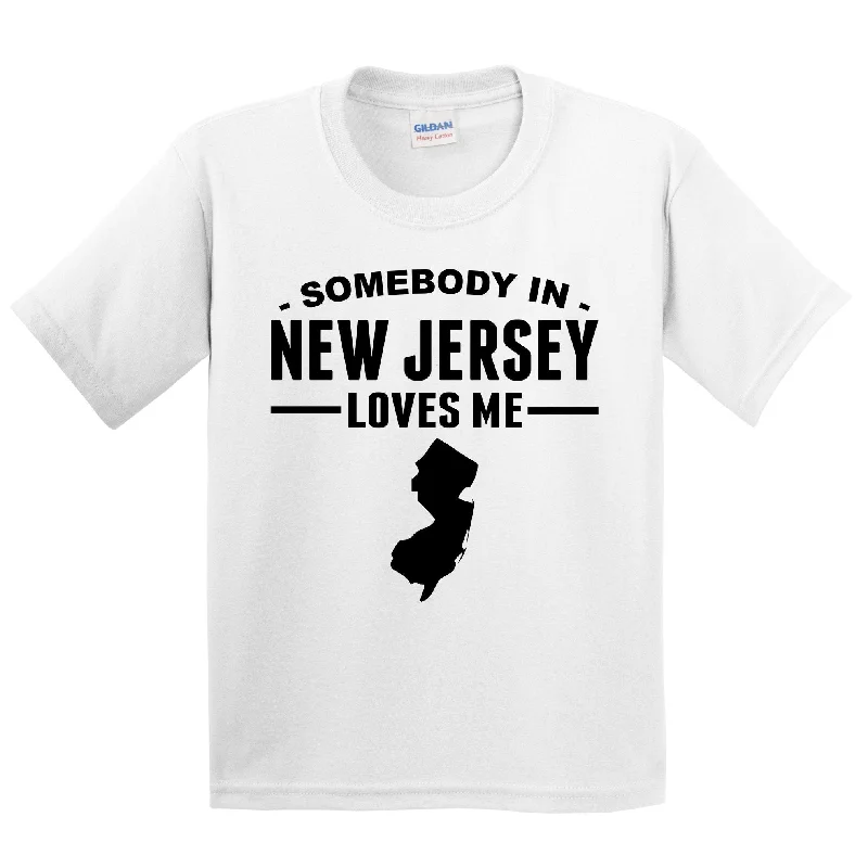 Fleece T-ShirtsSomebody In New Jersey Loves Me Kids T-Shirt - New Jersey Youth Shirt