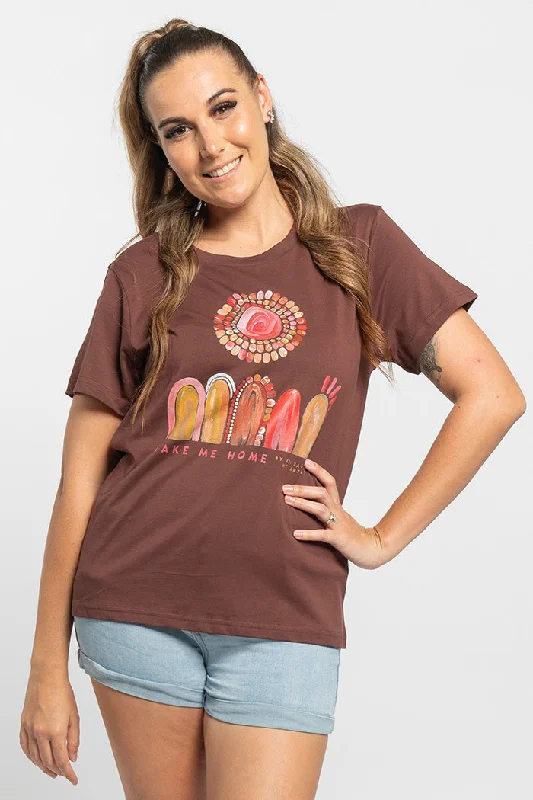 Metallic T-ShirtsTake Me Home Chestnut Cotton Crew Neck Women's T-Shirt