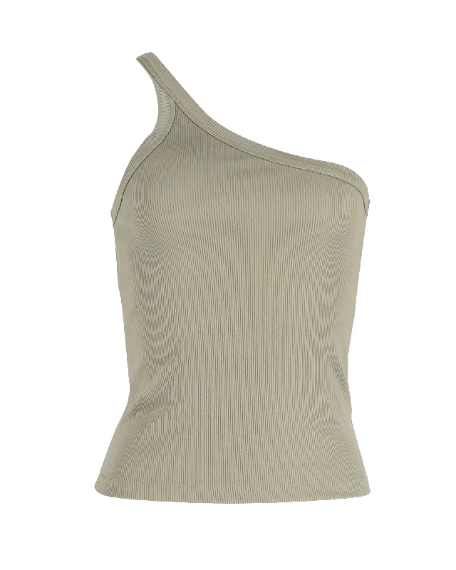 CamisoleSphinxAnine Bing Ren One-shoulder Ribbed-knit Tank Top in Khaki Polyamide