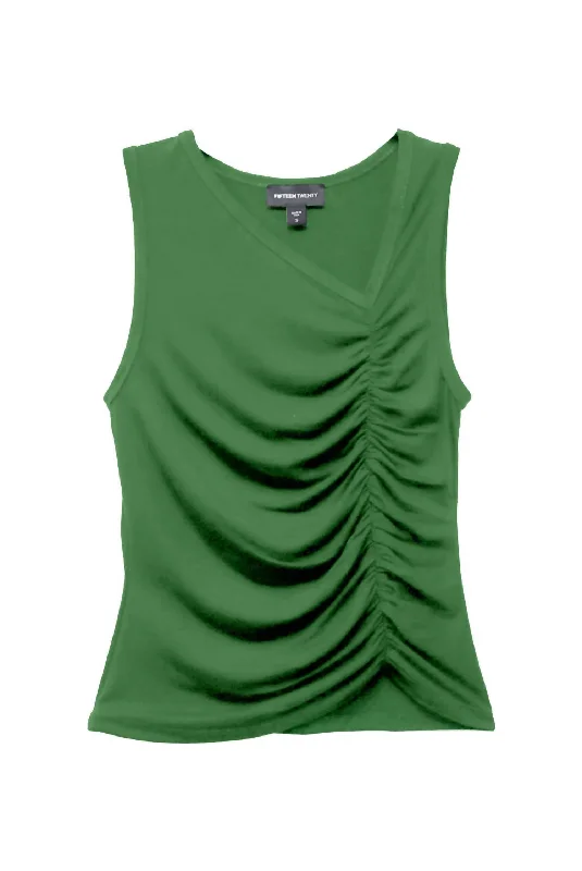 CamisolePinnacleAsymmetric Neck Tank Top In Green