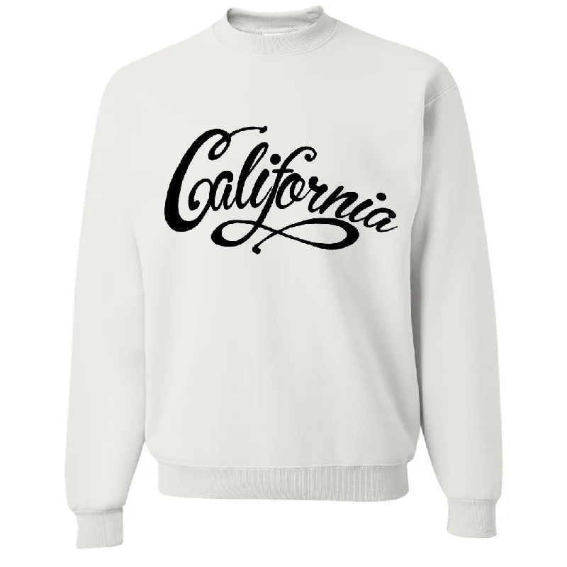 CrewneckstretchCalifornia Beach Script Black Print Crewneck Sweatshirt