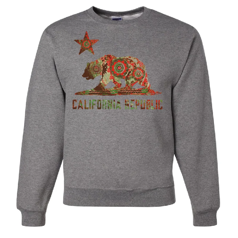 CrewneckstripesCalifornia Chumash Mandala Bear Crewneck Sweatshirt