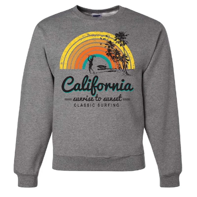 CrewneckuniqueCalifornia Classic Sunrise Surfing Crewneck Sweatshirt