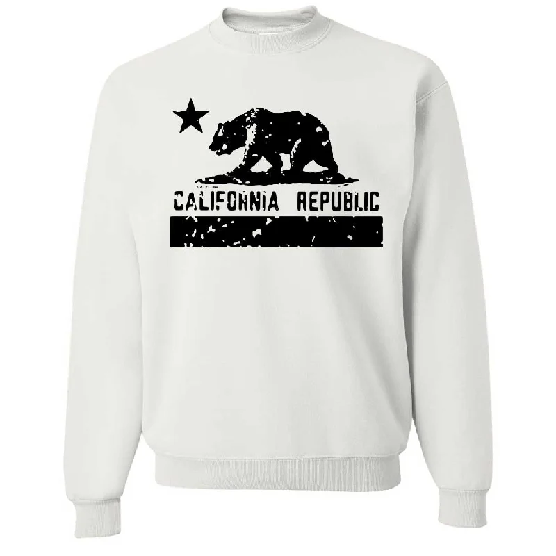 CrewnecktraditionsCalifornia Flag Black Print Silhouette Crewneck Sweatshirt