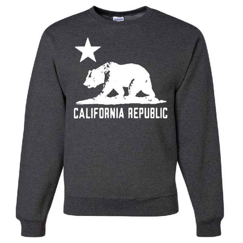 CrewnecktechCalifornia Flag Oversize White Silhouette Crewneck Sweatshirt