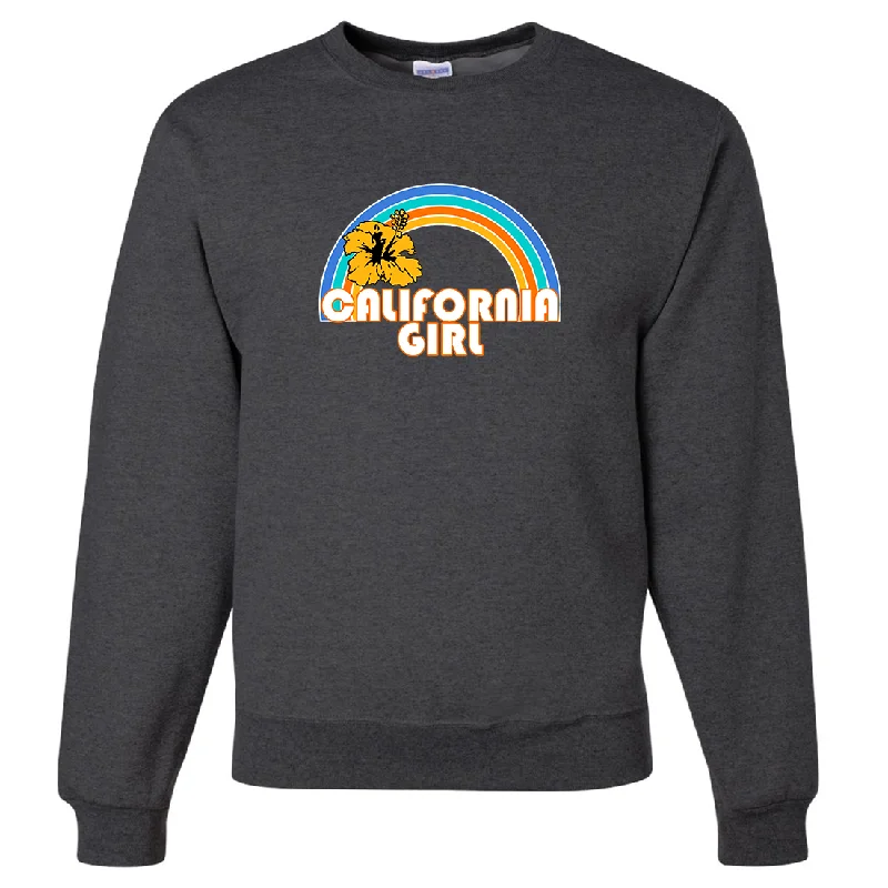 CrewnecktrendCalifornia Girl Rainbow Hibiscus Crewneck Sweatshirt