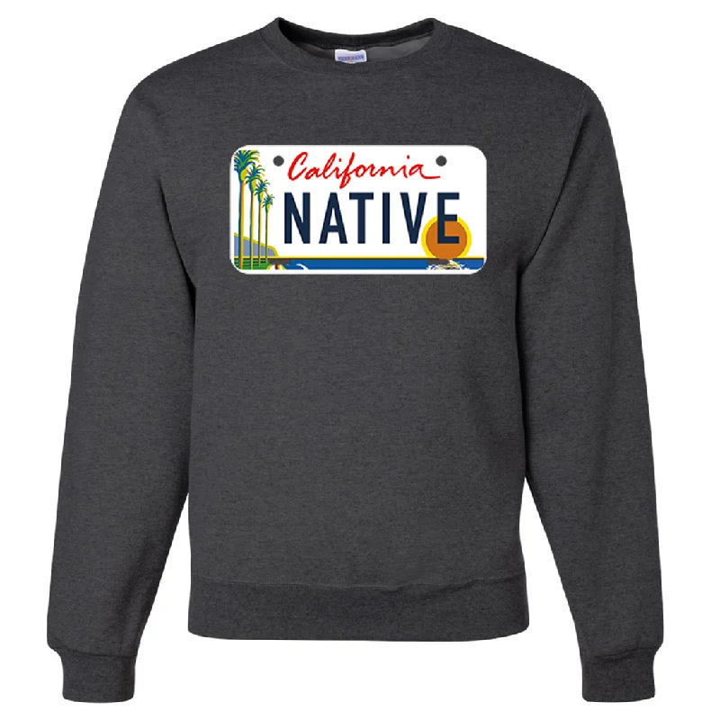 CrewneckmodernCalifornia Native License Plate Crewneck Sweatshirt