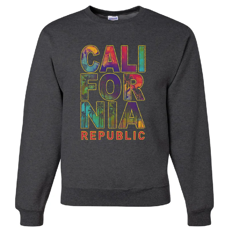 CrewnecktrendsetterCalifornia Pastel Stitched Style Crewneck Sweatshirt