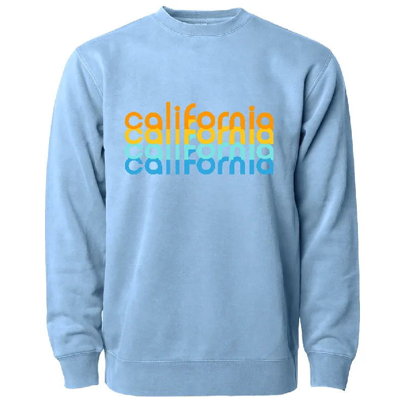 CrewneckgadgetCalifornia Repeat Text Pigment Dyed Crewneck Light Blue