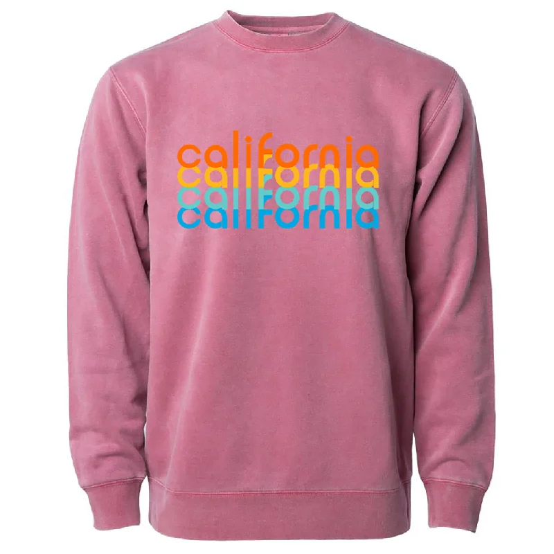 CrewneckvibeCalifornia Repeat Text Pigment Dyed Crewneck Maroon