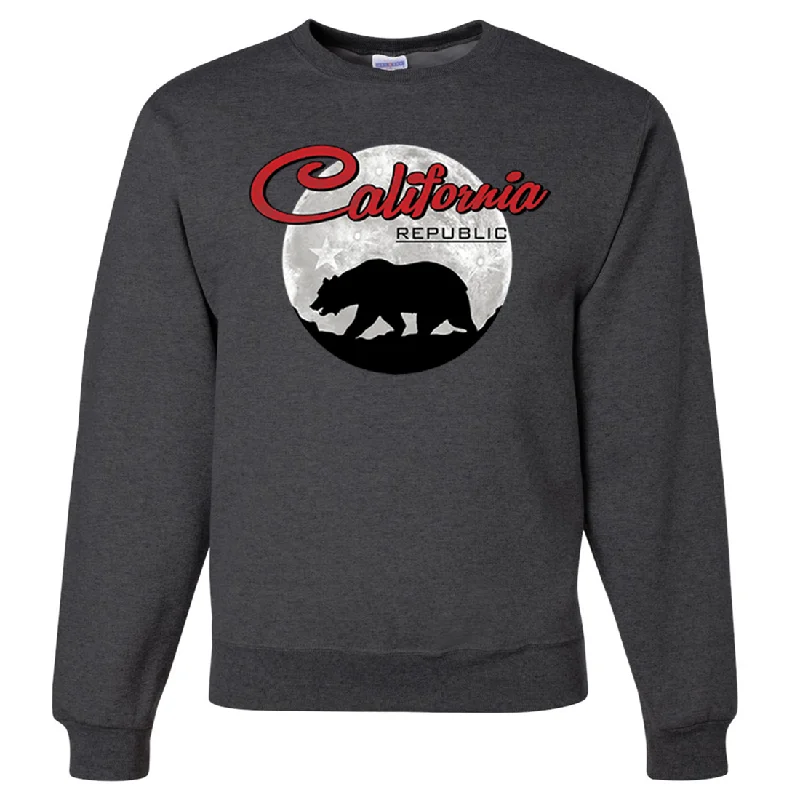 CrewneckuniqueCalifornia Republic Full Moon Bear Crewneck Sweatshirt