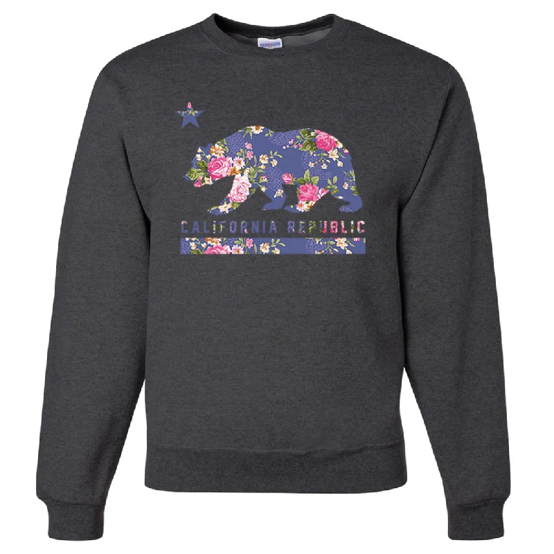 CrewnecksceneCalifornia Republic Paisley Flower Bear Crewneck Sweatshirt