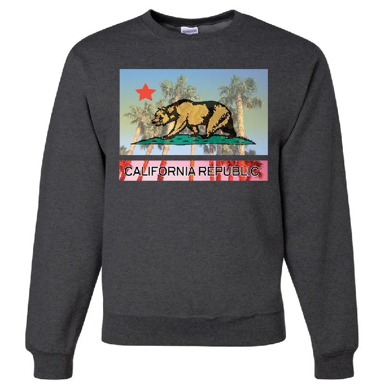 CrewneckcolorCalifornia Republic Palm Tree Bear Crewneck Sweatshirt