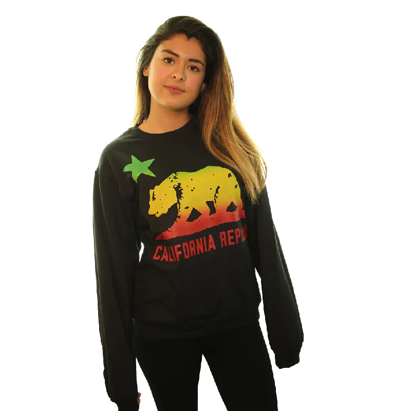 CrewneckpatternCalifornia Republic Rasta Bear Flag Asst Colors Crewneck Sweatshirt